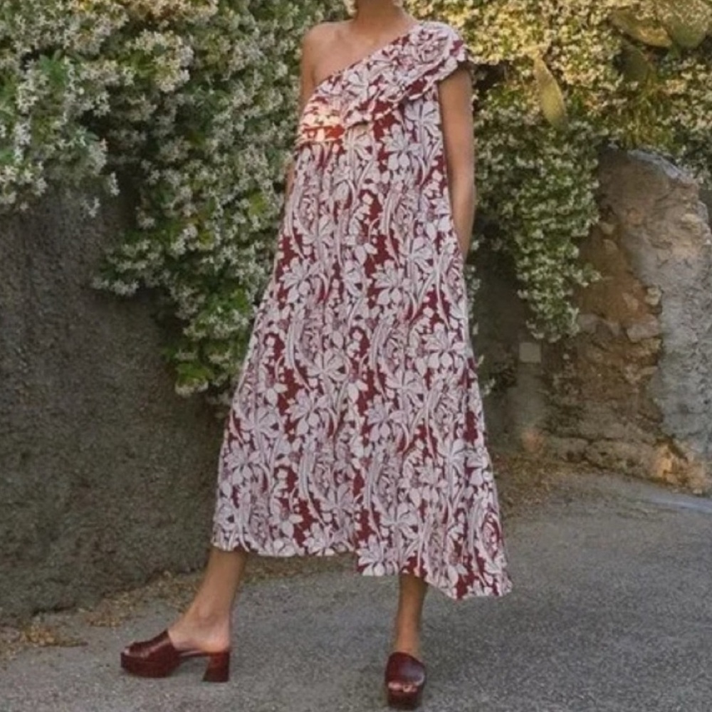 NWOT Stine Goya Tini Red Daffodil One Shoulder Dress size XS